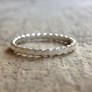925 Sterling Silver Scalloped Wave Ring Handmade - Size 8